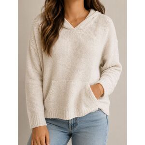 Marled Ivory Boucle Hoodie Sweater Women’s Large Cozy Soft Pullover Soft Girl